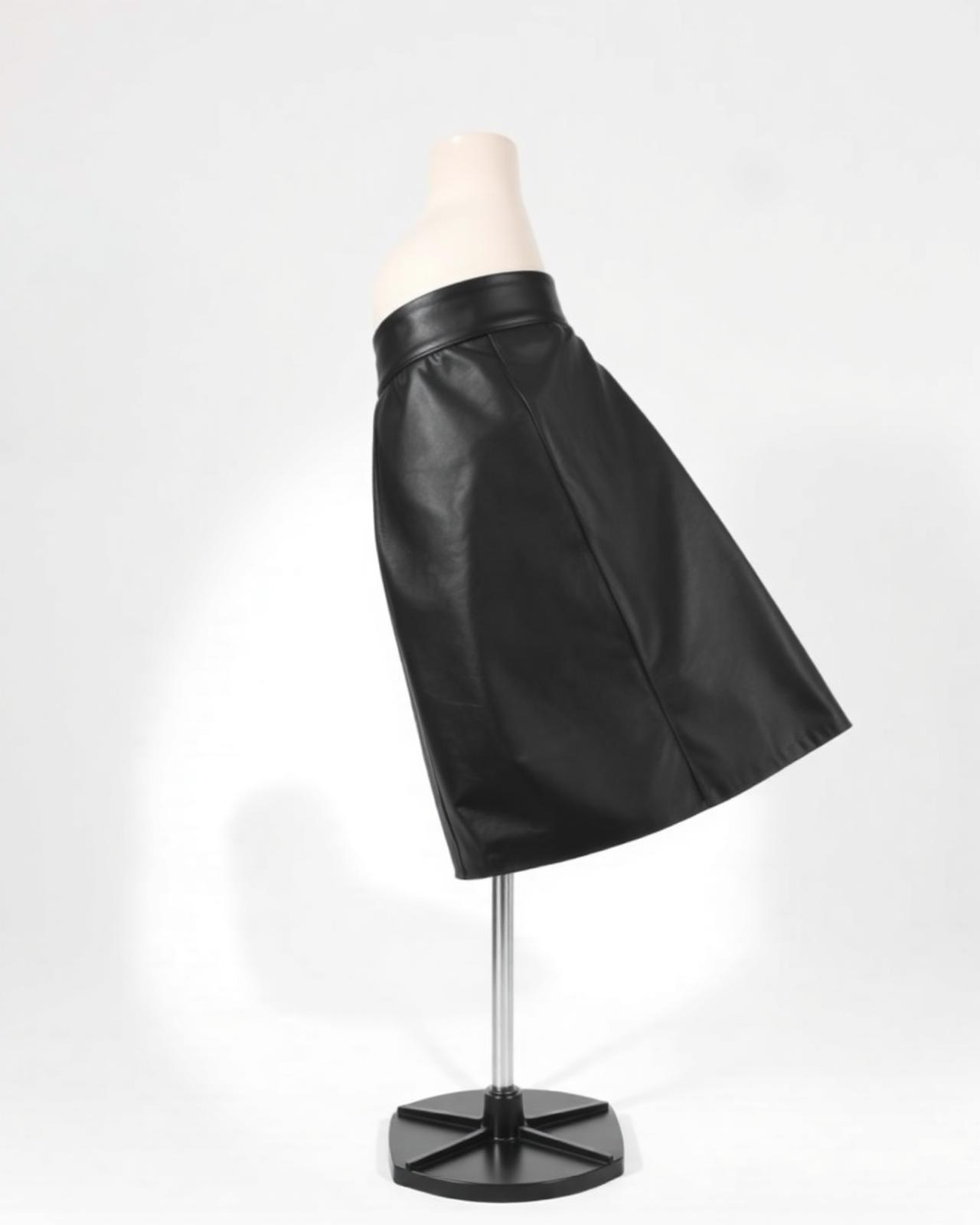 A-Line Midi Leather Skirt